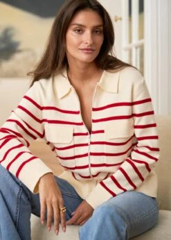 Gilet Gaetane -Élégance Soldes motus boutique gilet gaetane raye rouge 3