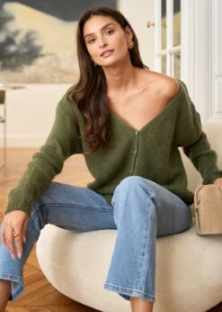 Pull Bohème -Élégance Soldes motus boutique pull boheme kaki 1