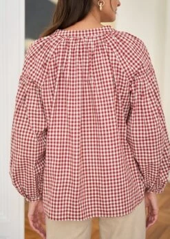 Blouse Manel -Élégance Soldes motusboutique blouse manel vichyrouille ecru 6