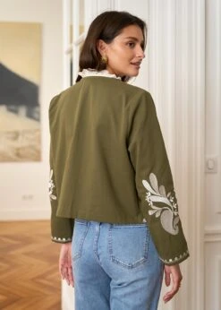 Veste Oriane -Élégance Soldes motusboutique veste oriane kaki ecru 5