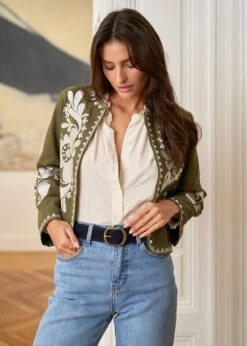 Veste Oriane -Élégance Soldes motusboutique veste oriane kaki ecru 8