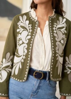 Veste Oriane -Élégance Soldes motusboutique veste oriane kaki ecru 9